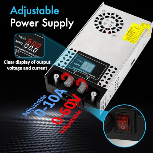 Transformador 230V AC a DC 0-60V ajustable con salida de corriente de 10A para taller 3