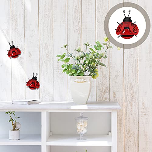 Nuobesty Botanical Decor Ladybug Ornament Metal Animal Garden Ladybug Metal Hanging Wall Art Garden Wall Sculptures 3D Decoration For Room Outdoor Garden Botanical Decor Garden Animal Figurine #TOP5
