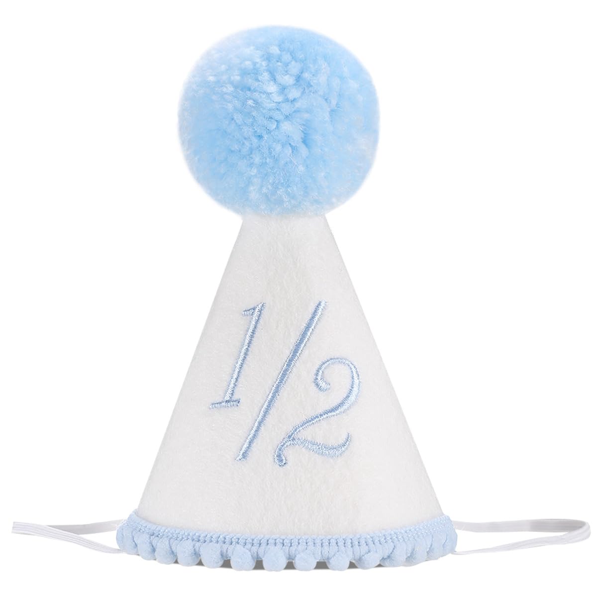 Kaniwati Boy 1/2 Birthday Party Crown, Blue half Hat,1/2 Birthday Embroidered Party Hat, Blue baby Decoration (BLUE-1/2-CXMZ)