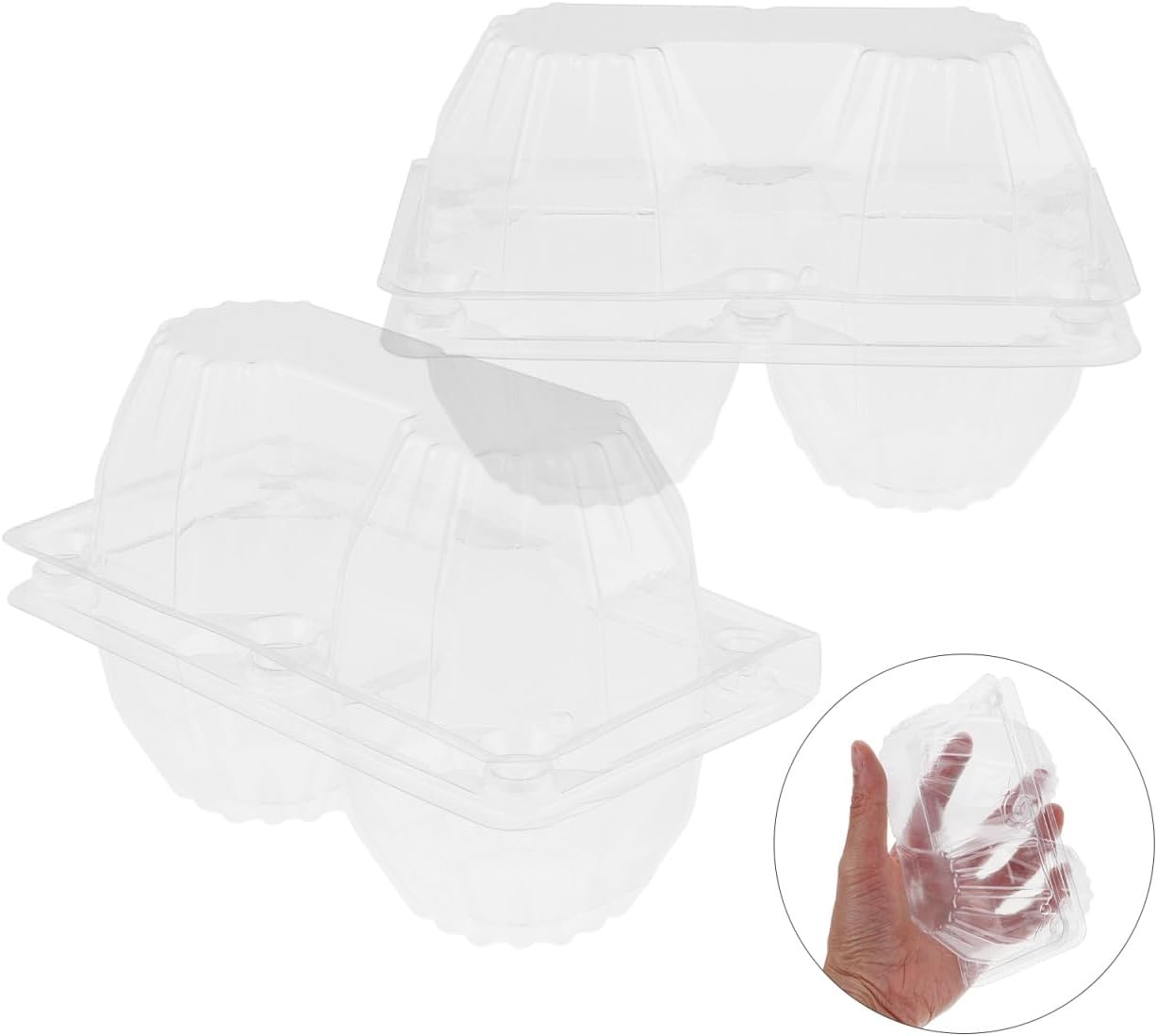 Goose Egg Packaging Box 2 Count Clear Plastic Egg Carton Tray 5.51 X 3.74 X 2.95 Inches Lightweight Portable Holder for Refrigerator Storage and Market Display