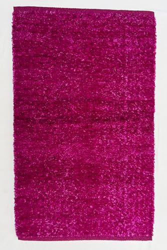 Image of House2Home Feather Cotton Blend Door Mat | 2Pc. Combo | 50x80cm | Side Binding - Available in 8 Colors (Deep Pink)