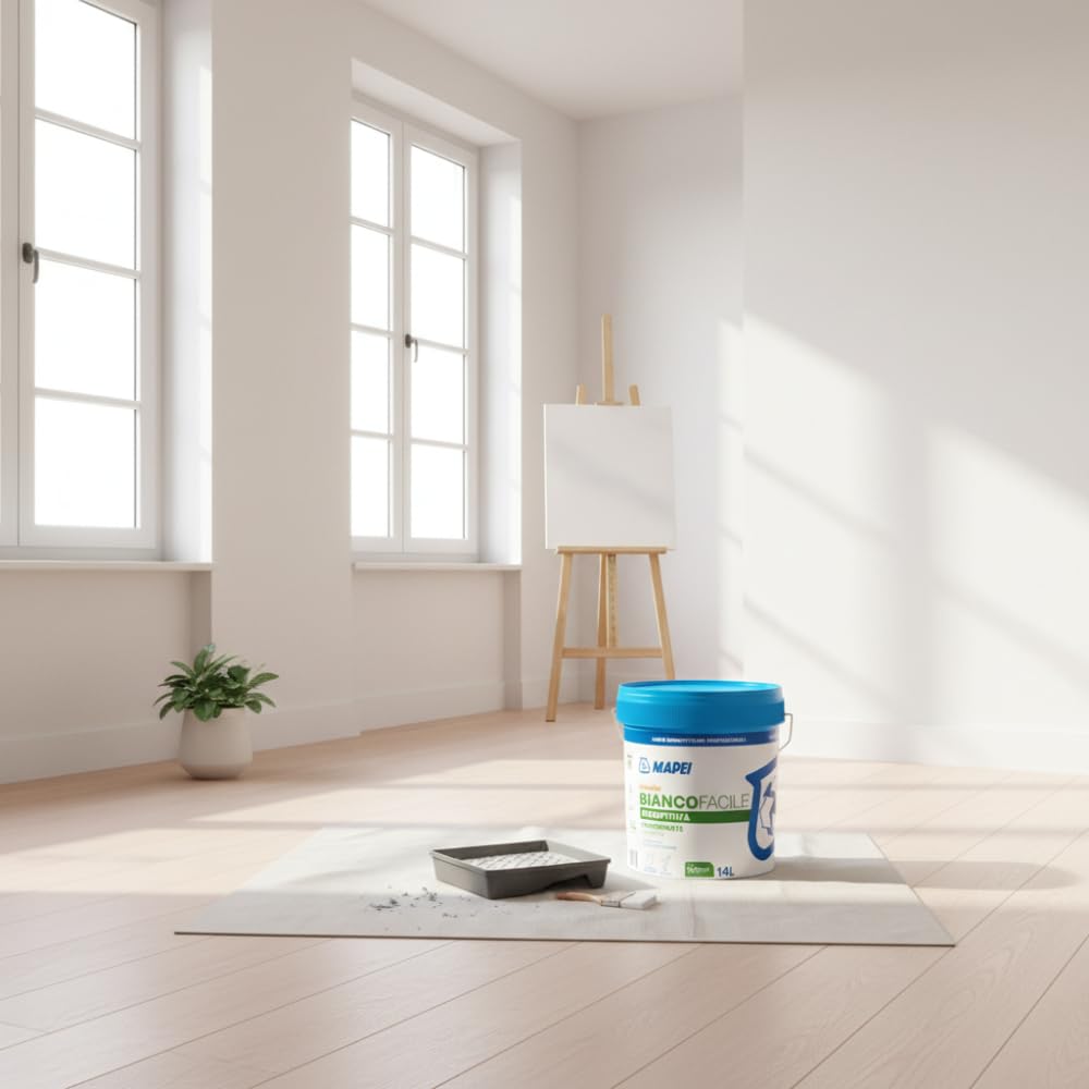 MAPEI Dursilite Bianco Facile Idropittura Traspirante per Interni, 14 Litri, Bianco, Finitura Opaca, Classe A+