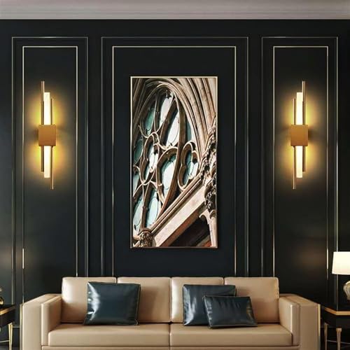 Image of Groeien Pack of 2 | 18w Modern LED Long Wall Square Shape Sconce Gold Auric Beam Acylic Wall Light for Bedroom Living Room Corridor Lighting Fixtures Wall Mount (Auric Beam-Square, 2)