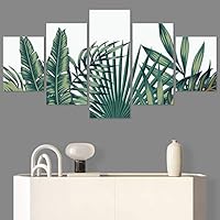 SIGNWIN 5 Panel Canvas Wall Art Modern Art Decorative Elements Fun Illustrations Leaves Multicolor Patterns for Home Decorations Ready to Hang - 60