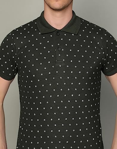 Image of INKKR Men's Printed Polo Neck Half Sleeve Multicolor T-Shirt