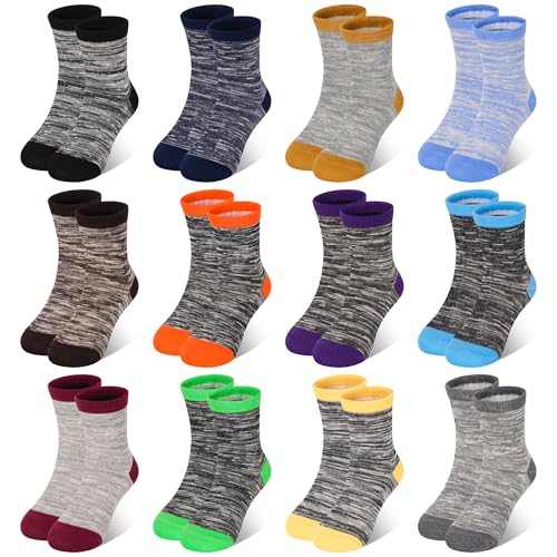 LAETBBE 12 Paar Socken Jungen Kindersocken Sportsocken Jungen Sneakersocken Baumwolle Schulkind Sockenfür Kinder 7-10 Jahre