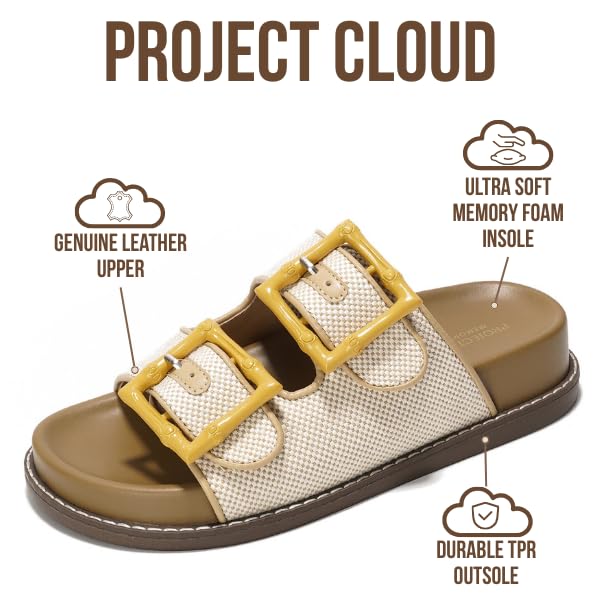 Project Cloud Platform Summer Sandals for Women 2025 - Comfortable and Adjustable Straps Summer Slides with Memory Foam Insole - Non-Slip Casual Womens Sandals