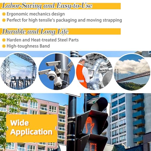 Herramienta manual de prensa de correa de acero sin hebilla para flejar, sujetar y cortar, ideal para agrupar cables, tuberías y carteles