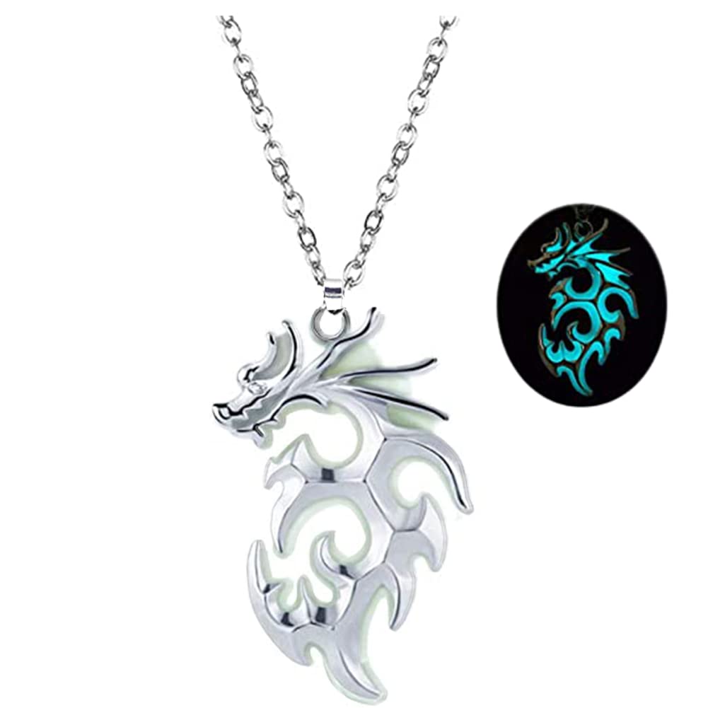 Dragon Necklace Stainless Steel Dragon Necklace Glow in the Dark Dragon Necklace for Women Men Summer Graduation Necklace Jewelry Gift