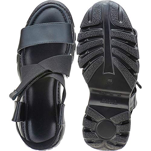 Sandalia Papete Feminina Alta Plataforma Eleganteria Tamanho:39;Cor:Preto