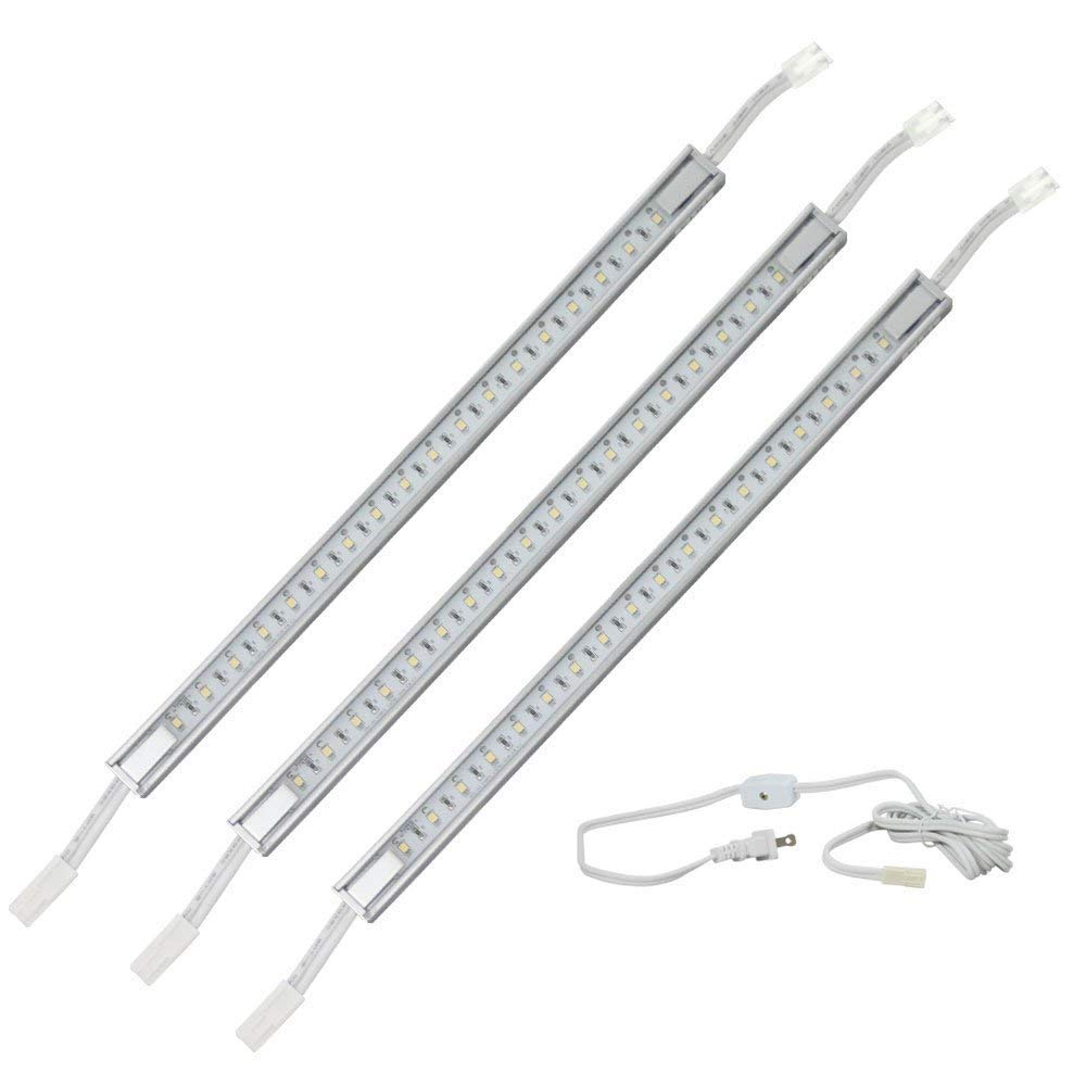 3 x 12 LED Strip Kit - Silver Cover with Cool White Light (6,000k) - Under Cabinet Furniture 120v/110v - Dimmable - Line Voltage - Professional Grade Electrician