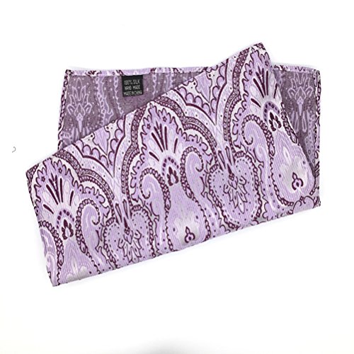 MOHSLEE Mens Purple White Floral Ascot Woven Formal Cravat Tie Pocket Square Set