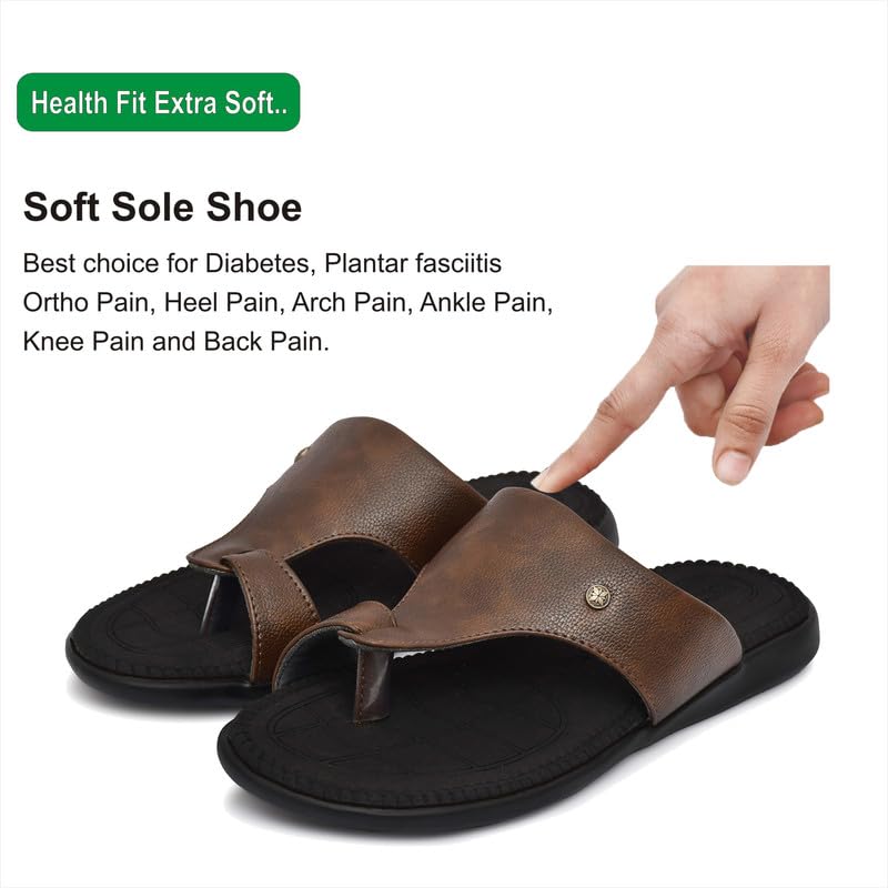 Image of HEALTH FIT Ortho Care Super Extra Soft Anti-Skid Doubleu Flip-Flops Orthopedic Chappal /Slipper Breathable Soft Sole Ultra-Lightweight Slipper for Men's 7016