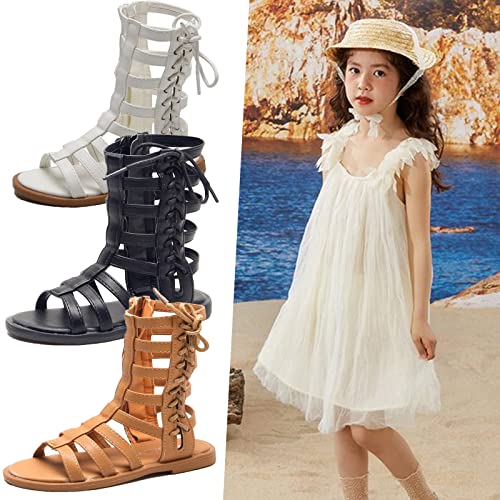 DADAWEN Toddler Girls Sandals Summer Open Toe Strapped Gladiator Sandals With Side Zipper (Toddler/Little Kid)2