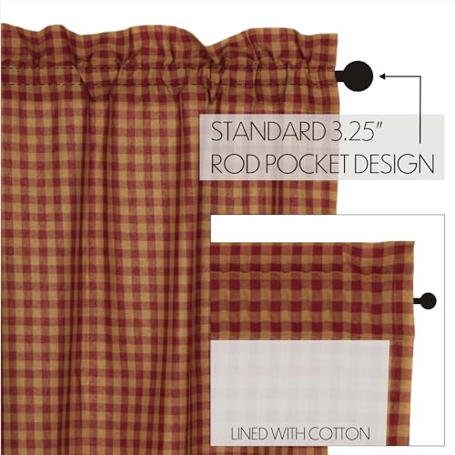 VHC-Brands-Burgundy-Check-Primitive-24×36-Tier-Pair-Red-Rod-Pocket-Cotton-Kitchen-Window-Curtains VHC Brands Burgundy Check Primitive 24×36 Tier Pair Red Rod Pocket Cotton Kitchen Window Curtains