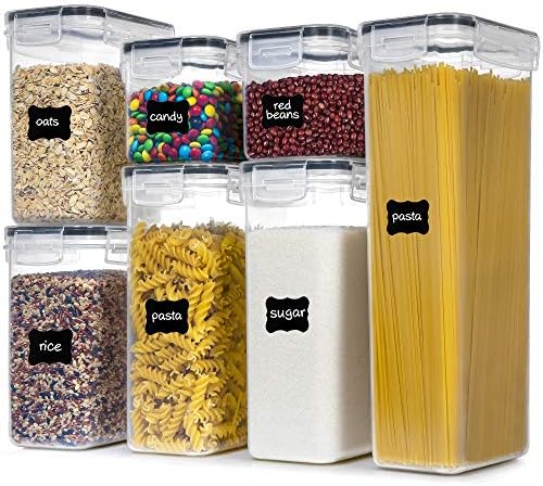 Airtight Food Storage Containers With Lids, PantryStar 7 PCS BPA Free Kitchen Storage Containers for Spaghetti, Pasta, Dry Food,Flour and Sugar, Plastic Canisters for Pantry Organization and Storage