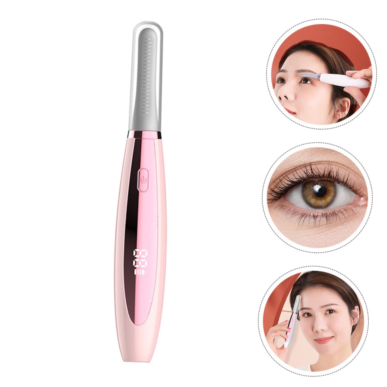 Housoutil 3 Piezas rizador de pestañas dispositivo para rizar pestañas recargable práctica herramienta de pestañas suministros de maquillaje para mujeres eléctrico bigudí abdominales rosa