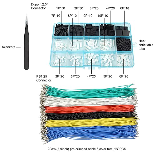 Kit de conectores PB1.25 a Dupont 2.54mm con cables 20cm miniatura 2