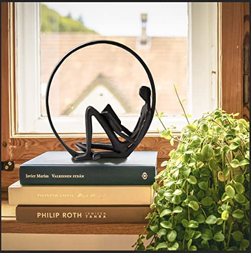 Bookshelf Decorations Objects - Art Sculptures ，Modern Accents Reading Figurine Metal Decorative Accessories For Library Home Office , Book Lovers Gifts, Steel Statue ​Bronzer #TOP5