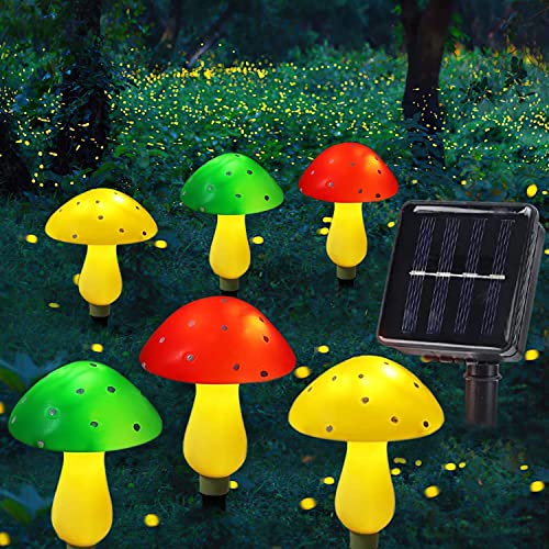 RGB Solar Garden Pilz Lichterketten Außen, KEEPAQ 6 LED 8 Modi 5M Wasserdichte Solar Pilzlampe Landschafts, Solar Gartenleuchten Dekoration für Hof Bürgersteig Weg Halloween Weihnachtsbaum, Warmweiß Cover