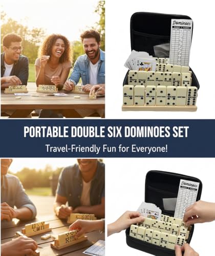Juego de dominó doble 6 con 28 fichas y estuche miniatura 5