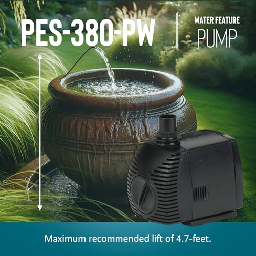 Image of Little Giant PES-380-PW 115-Volt, 350 GPH Magnetic Drive Pump for Fountains and Small Ponds with 15-Ft. Cord, Black, 566718
