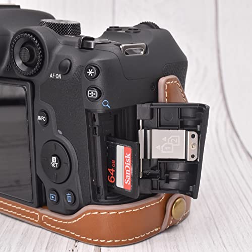 Funda Rieibi para Canon EOS R7 en cuero PU marrón miniatura 6