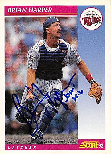 Autograph Warehouse 245741 Brian Harper Autographed Baseball Card - Minnesota Twins 1992 Score - No. 215