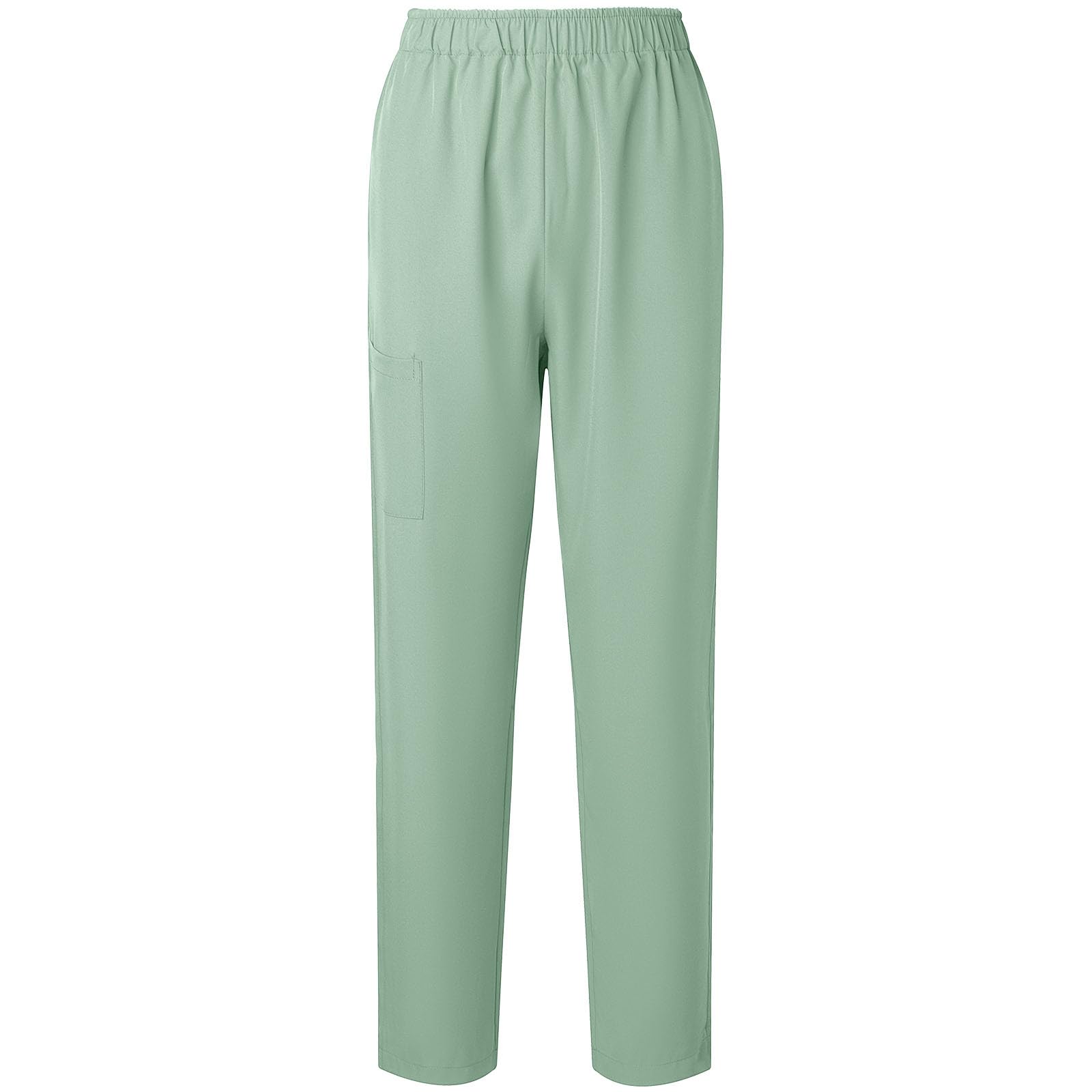 Women Scrub Pants Straight Leg Pull-on Pant Elastic Waist Stretchy Bottoms Nursing Work Trousers with Pocket