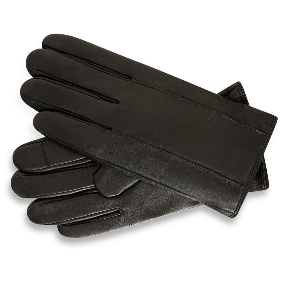 BARNEYS Originals Real Leather and Real Suede Gloves (Minimal Black Leather Gloves, M) Fashion