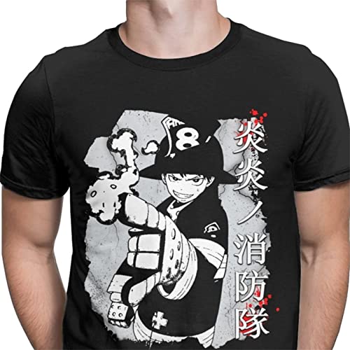 GUANGTAO Fire Force Anime Character Print T-Shirt Für Paare, Rundhalsausschnitt, Kurzarm Shinra Kusakabe Baumwolle Halbe Ärmel Größen Xs Bis 3XL Erhältlich In Mehreren Farben Cover