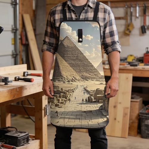 Delantal de trabajo con diseño Pirámides Egipcias y bolsillos miniatura 5