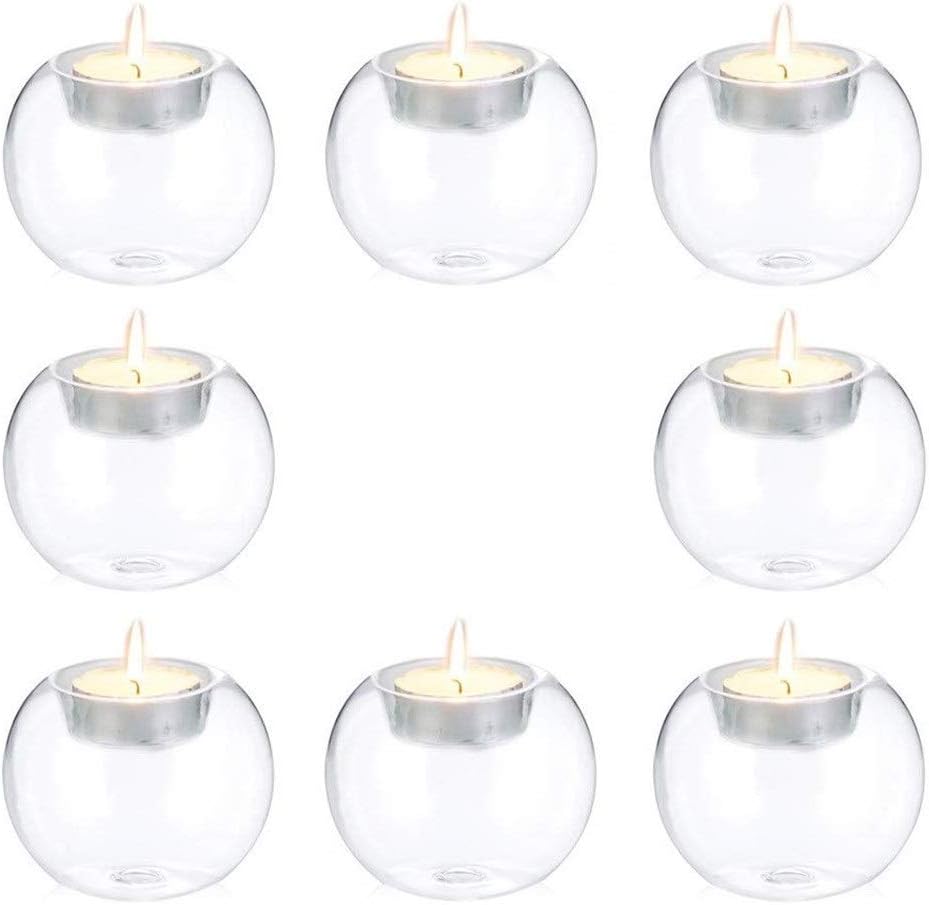 Sziqiqi Classic Crystal Light Stands Holder Glasses for Wedding Tea Lights Holders Table Dining Glass Holder Stand Bar Party Home Decor, 8 Pcs