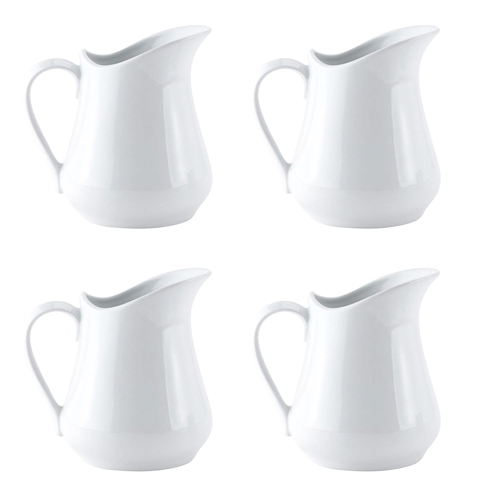 WestCH 4 PCS 80ml White Milk Jug,Mini Ceramic Sauce Jugs,Small Gravy Jug,Milk Creamer Pitcher,Sauce Cup Porcelain with Handle for Custard Tea Coffee Cream Home Cooking