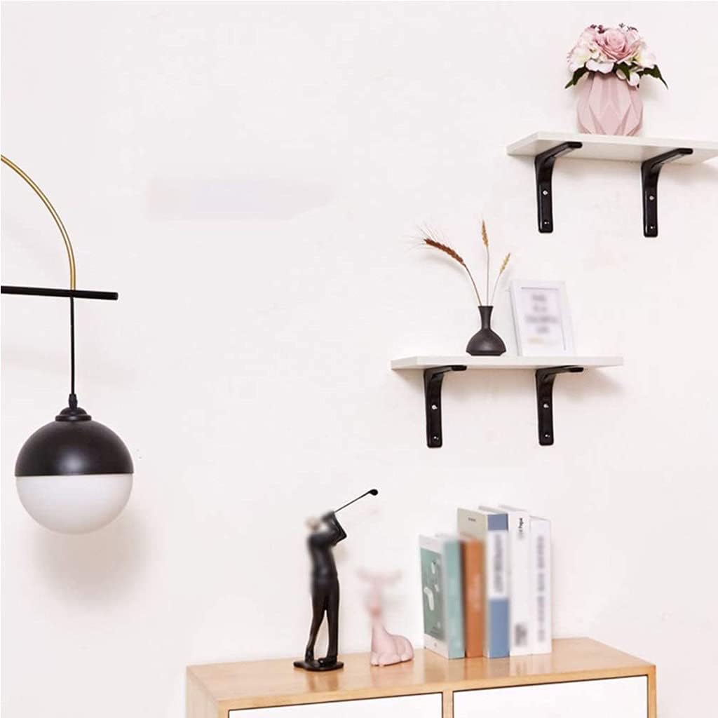 Zanotva 4pcs Black Shelf Brackets, Modern Decorative Brackets, L Shape Brackets for Shelves, for Bookshelf Wall and Garden Shelf, with Hardware(100x100mm/3.9x3.9in)