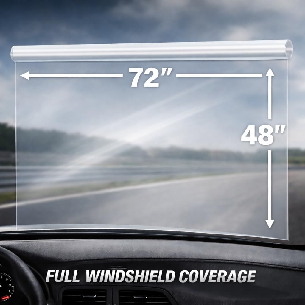 Refrakx Windshield Protection Film – 48" x 72" Clear TPU Rock Chip Defense Sheet – Track & Highway Impact Protection – Removable Windshield Protection Film Rock chip Protection
