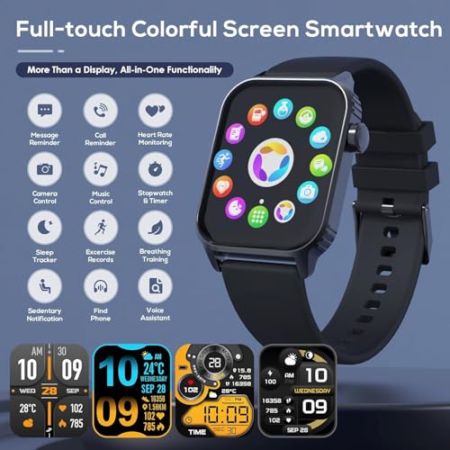 Smart Watches for Women Men, 1.83" HD Smartwatch with 120 Sports Modes, IP67 Waterproof, Bluetooth Call, Music Control, Heart Rate and Sleep Monitor (Black) - Image 3