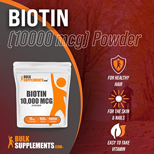 Bulksupplements.com Biotin 10000Mcg - Biotin Powder - Biotin Vitamins For Hair Skin And Nails - Biotin Supplement - Vitamin B7 Biotin - 10Mg Of Biotin Per Serving (500 Grams - 1.1 Lbs) #TOP2