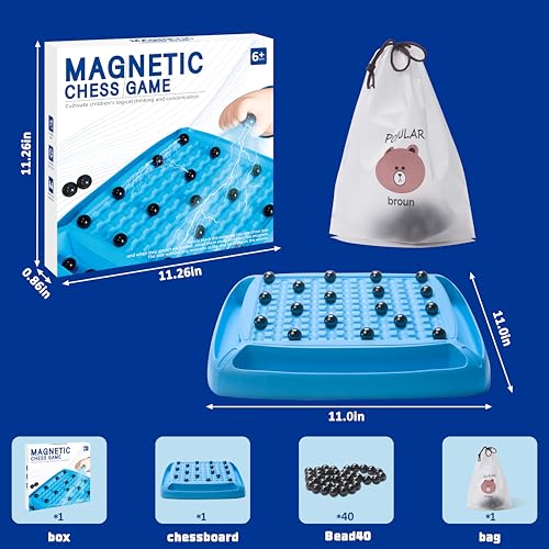 Image of Magnet Game, Magnetic Game for Kids and Adults, Table Top Board Game for Kids 8-12, Magnet Chess Game 40Pcs for Family Games Night, 2-4 Players