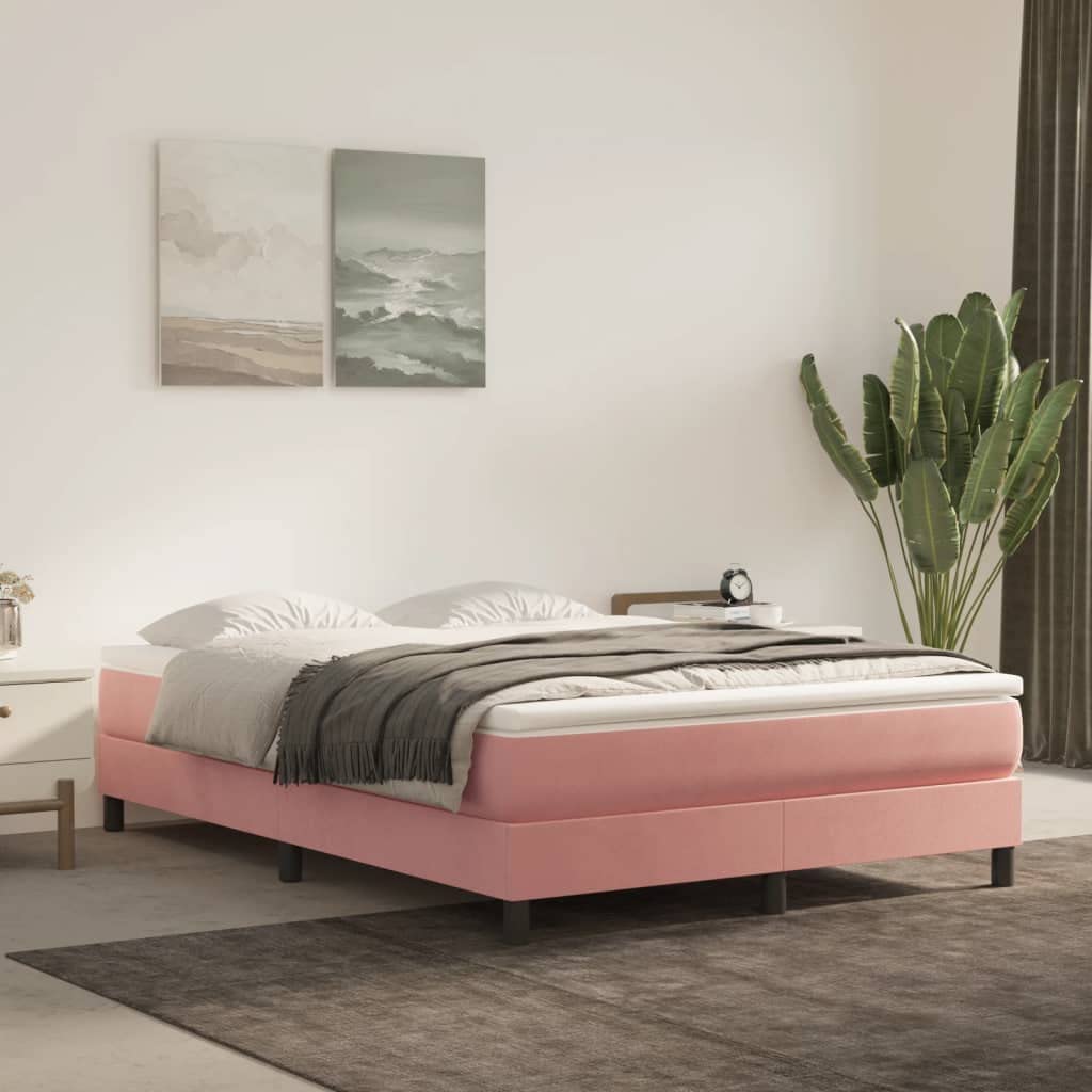 Materasso a molle insacchettate, colore rosa, 140 x 200 x 20 cm, rivestimento in velluto, materasso traspirante con anima in schiuma fredda, supporto elastico per la schiena e il comfort