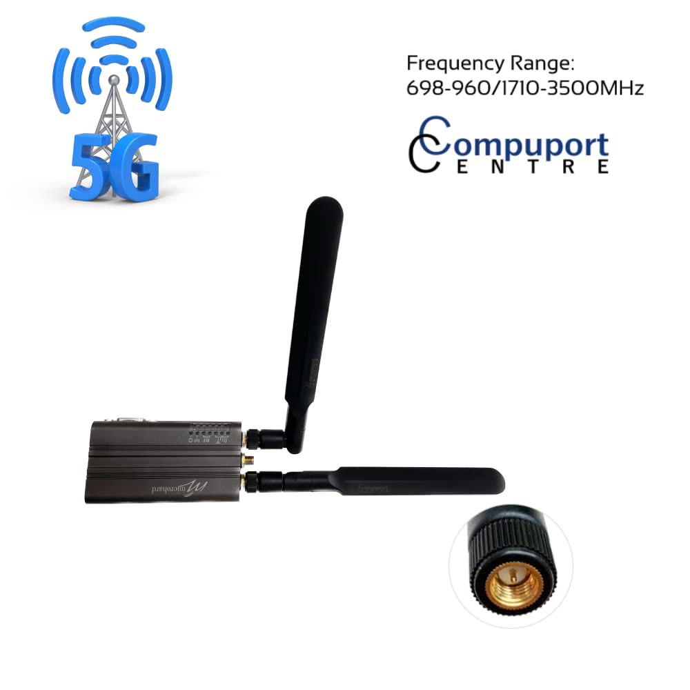 CompuPort Telemetry Wide-Band 3500MHz 5G/4G/LTE Omni Whip Antenna with SMA Male Connector, Compatible with Sierra Wireless Airlink, Digi, Teltonika, Microhard, CradlePoint and More.(1 pc.)