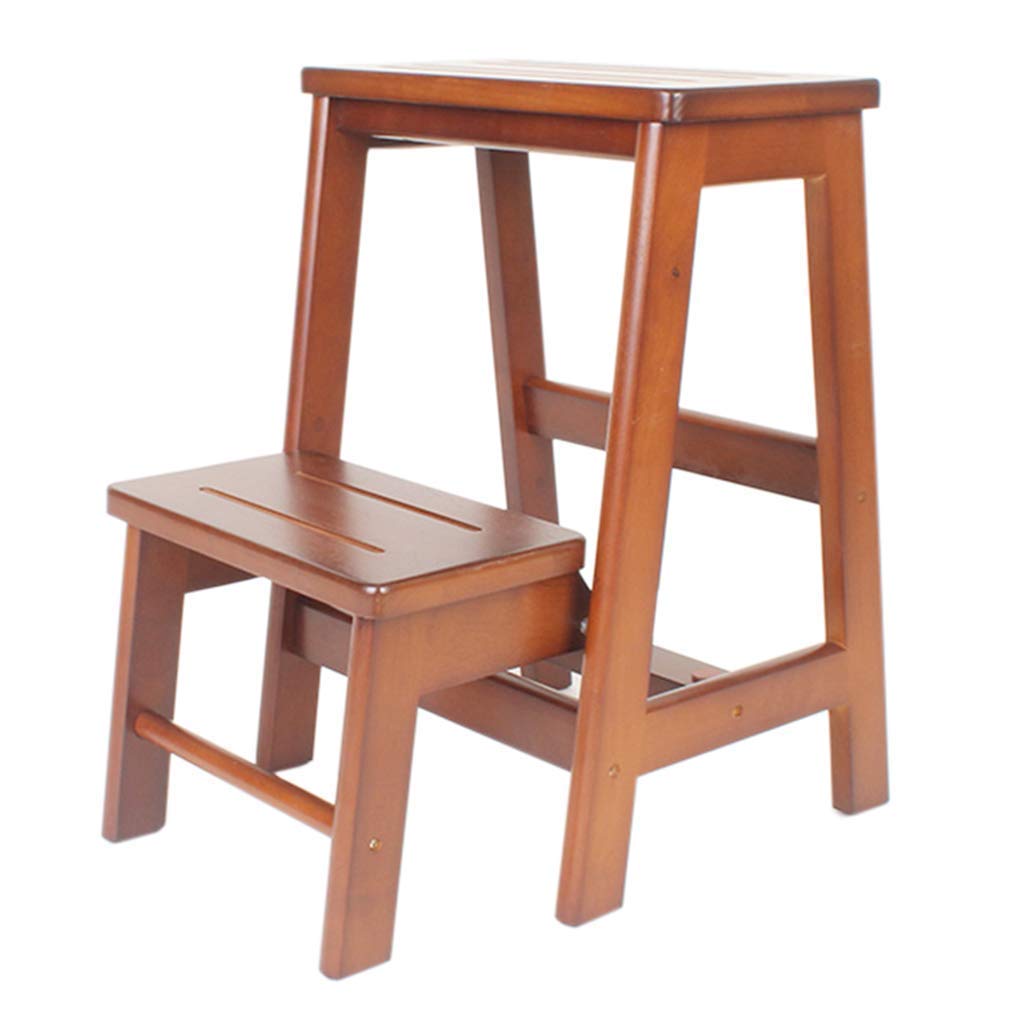 Pliant escabeau multifonctionnel en bois de chêne 2 étapes hauteur 54 cm maison