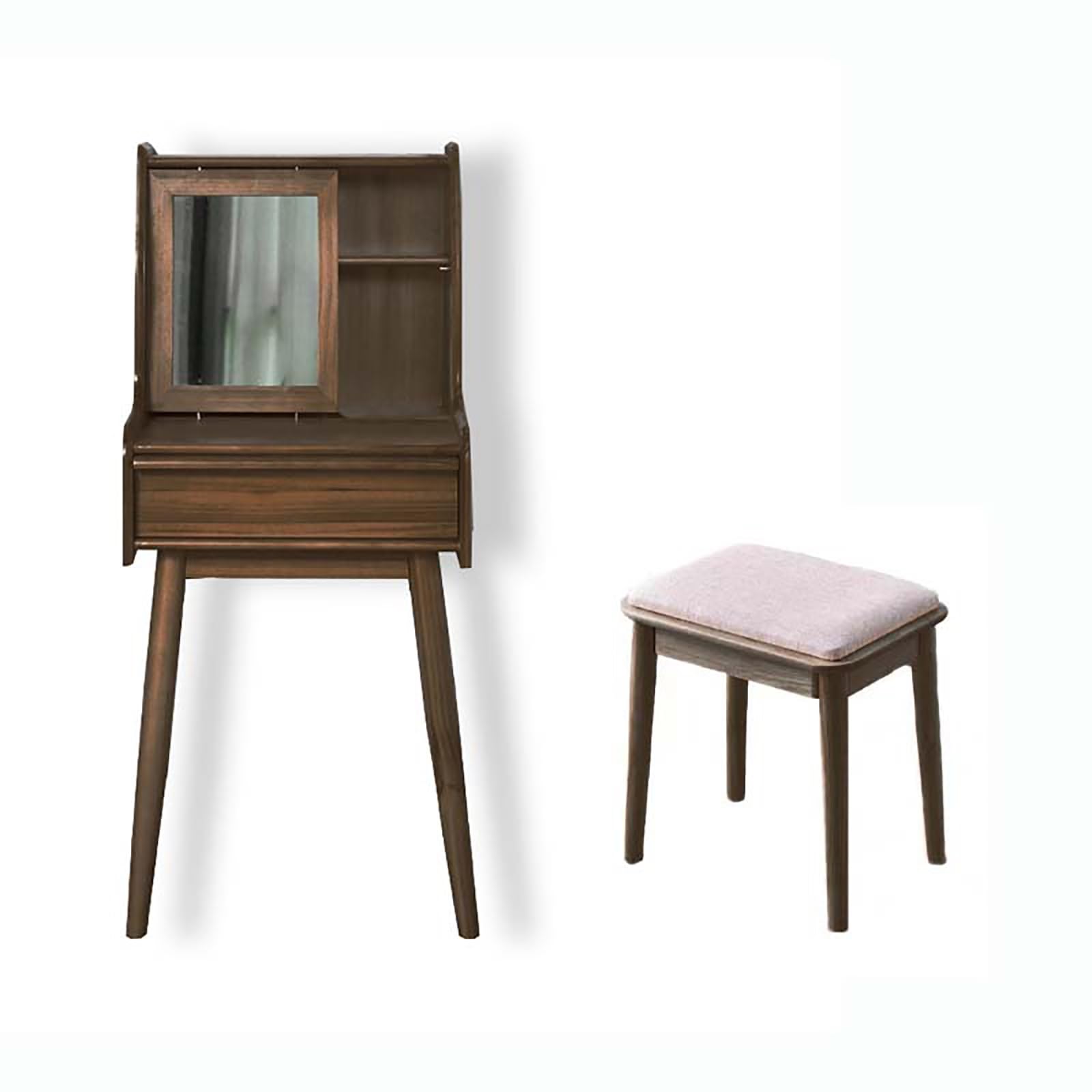 asdchZen Large Makeup Vanity Set With Mirror & Stool For Bedroom-Stylish Dressing Table With Drawers For Women & Girls-Cherry Finish,Black Walnut-50x45x119.5cm