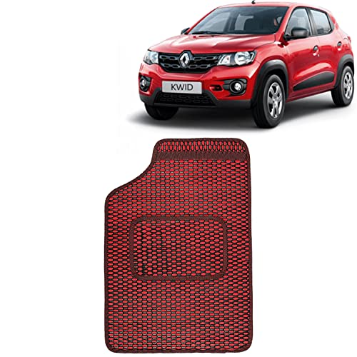 Image of Kingsway Dotted Design Car Floor Foot Mats Universal Fit for Renault Kwid, Model Year : 2015-2018, Water and Dustproof, Color Red, Set of 5 Pieces