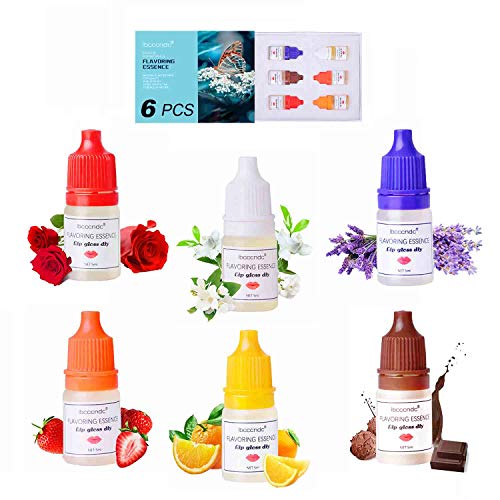 Sumeitang Food Flavoring Essence Oil lip gloss Flavoring oil for Lipstick Lip Gloss Base DIY Making Lipstick Edible Flavor 6 Flavors(Fruit and Floral) -5ml