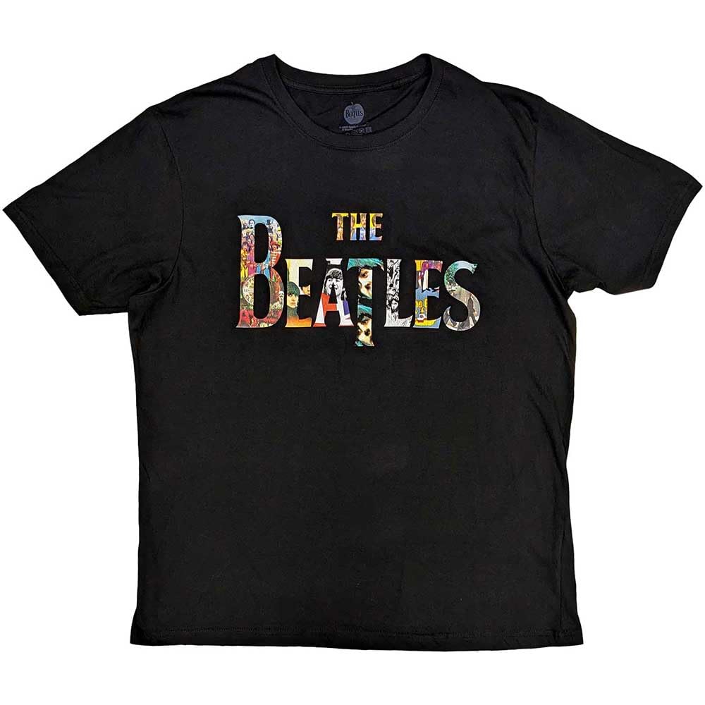 The Beatles T Shirt Drop T Band Logo Treatment Official Unisex Black L