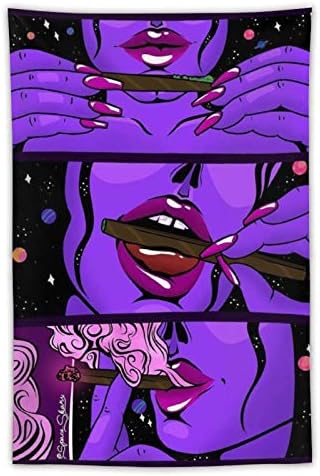 NiYoung Hippie Hippy Wall Tapestry Trippy Smoke Cool Girl Art Large Mysterious Tapestry Wall Hanging Tapestry for Bedroom Dorm Accessories Mandala Yoga Picnic Mat Ethnic Tapestry