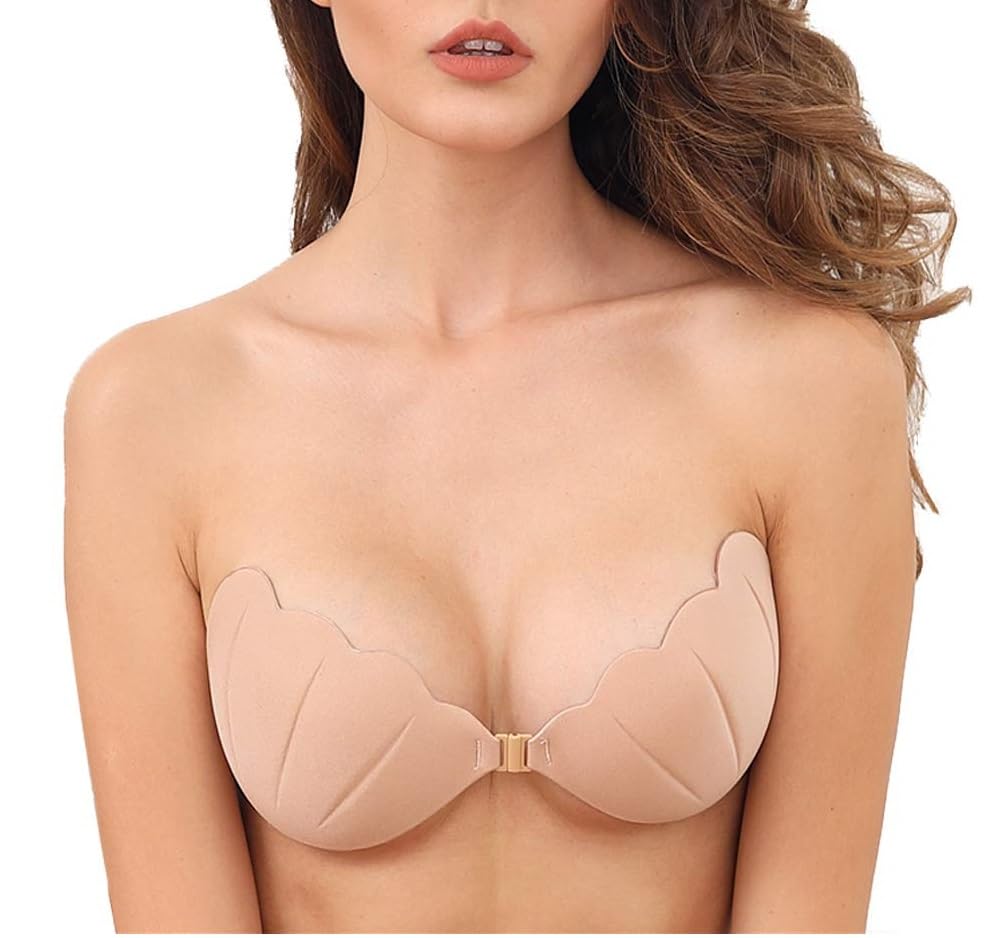 helisha Women's & Girl's Reusable Adhesive Stick On Invisible Strapless Push Up Wire Free Bra (Pack-of-1) (Size 28 to 36)-picture-16
