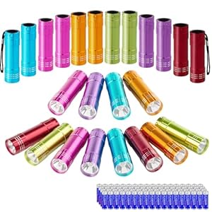 KunHe 24 Stück Mini Kinder Taschenlampe mit 72 AAA Batterien Kleine Taschenlampen für Mädchen Jungs– Ideal als Kindergeburtstag Mitbringsel Set Gastgeschenke Lasertag Camping Schatzsuche