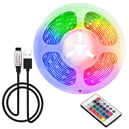 ruimeimei Striscia LED USB da 2 m, 5 V, 16 colori 5050, 24 tasti, decorazione fai da te per interni, per retroilluminazione TV,